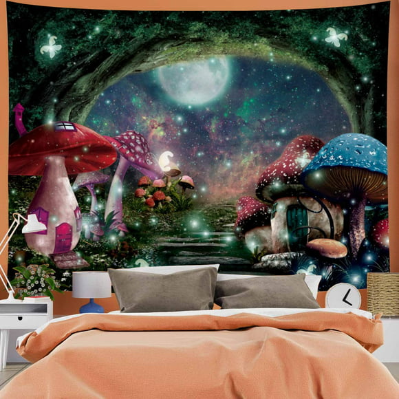 FEASRT Psychedelic Tapestry Mushroom Castle Tapestries Wall Hanging for Living Room Bedroom Dorm Home Decor 80×60 Inches GTZYAY45 
